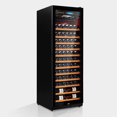 Control táctil digital inteligente gabinete de refrigeración de vino de madera con puerta de vidrio templado