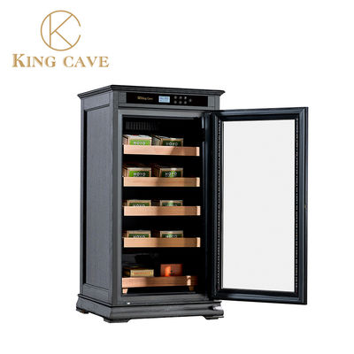 Buen precio Cuadro de madera luz LED puerta de vidrio única cigarrillo eléctrico humidor refrigerador de gabinete en línea