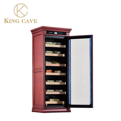 Buen precio Humidor de almacenamiento de cigarrillos de madera natural con luz LED 3 estanterías en línea