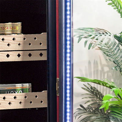 Buen precio Puerta de vidrio Cabinet de madera de marco rojo Fresador de cigarros Humidor con cerradura en línea
