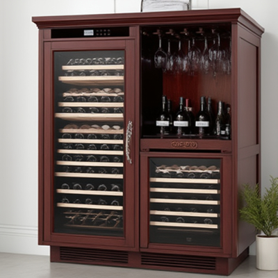 Organize Your Wine Collection with This 5-Shelf Wine Cooler Cabinet and Locking Door