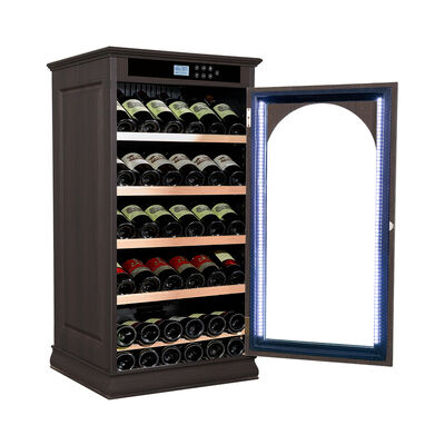 Buen precio Cabinet de refrigeración de vino de madera oscura con control táctil inteligente y capacidad de 36 botellas en línea