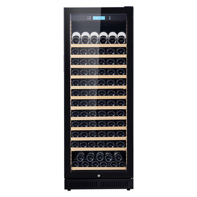Buen precio Refrigerador de vino de madera de zona única con estantes de madera ajustables, puerta de vidrio con casillero y panel de control digital en línea