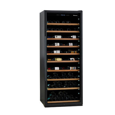 Buen precio Cabinet de enfriador de vino negro de zona única con pantalla de control táctil y puerta de vidrio de doble cristal en línea
