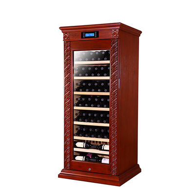 Buen precio Gabinete de refrigeración de vino de madera de Borgoña con control de temperatura preciso e iluminación interior LED en línea