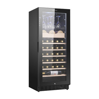 Buen precio Cabinet de refrigeración de vino de madera negra con control de temperatura digital en línea