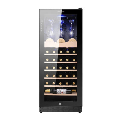 Buen precio Refrigerador de vino de madera de zona única con estantes ajustables con control táctil inteligente y menos de 42 dB de ruido para el Home Bar en línea