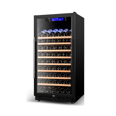 Buen precio Refrigerador de vino de madera independiente con puerta de vidrio UV protector de 160 botellas y control de temperatura digital en línea