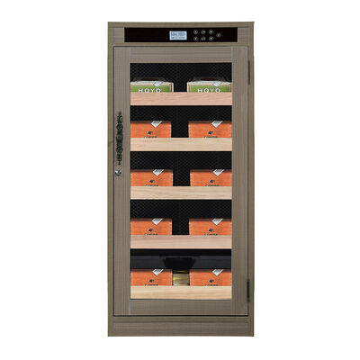 Buen precio Cabinet de humidor de cigarro eléctrico de madera oscura con casillero seguro y interior de cedro español en línea