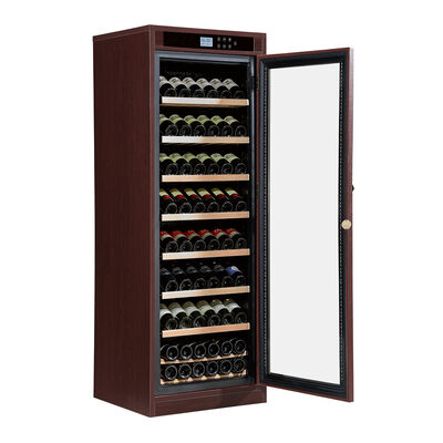 Buen precio Control de temperatura digital Refrigerador de cocina de madera sólida gabinete de vino con estantes de madera ajustables en línea