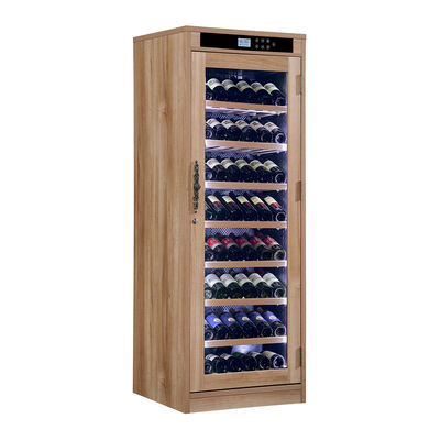 Buen precio Gabinete de cocina para enfriador de vino con acabado de veta de madera, control de temperatura de precisión y estantes ajustables en línea