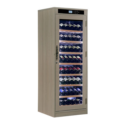 Buen precio Enfriador de vino sólido de madera gris claro con estantes de madera extraíbles, panel táctil digital y nivel de ruido inferior a 42 dB en línea