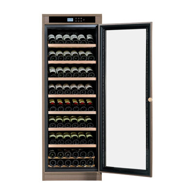 Buen precio Elegante gabinete de refrigeración de vino de cocina de madera con puerta de vidrio cerrable y sistema de refrigeración termoeléctrica en línea