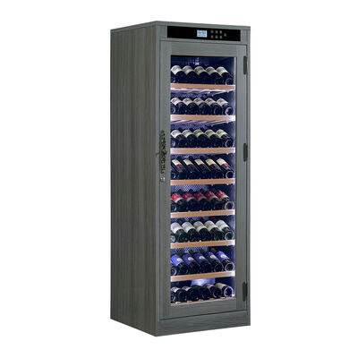 Buen precio Enfriador de vino de madera con control de temperatura de precisión, puerta de vidrio con cerradura y estantes de madera ajustables en línea