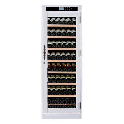 Buen precio Control táctil gabinete de refrigeración de vino de cocina con estantes de madera y refrigeración termoeléctrica en línea