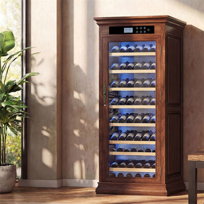 Buen precio Gabinete de enfriador de vino de doble zona con puerta de vidrio y control de temperatura digital en línea