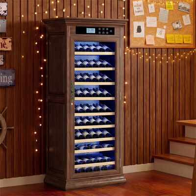 Buen precio Armario enfriador de vino de cocina de madera, frigorífico de vino independiente con compresor en línea