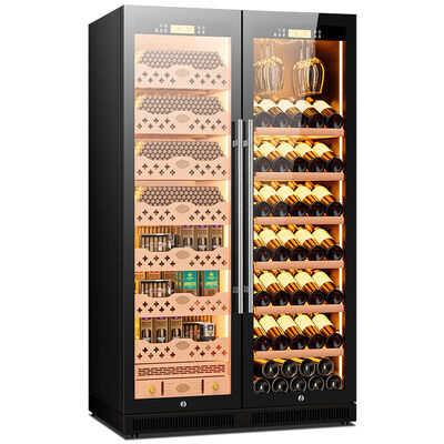 Buen precio Armario de humidor de cigarros electrónicos de doble zona con estantes de cedro español en línea